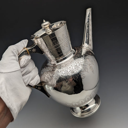 約 1880 年英國古董鍍銀咖啡壺 Walker & Hall