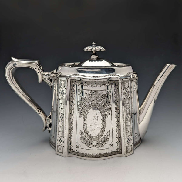 約 1885 年英國古董鍍銀茶壺 Walker & Hal