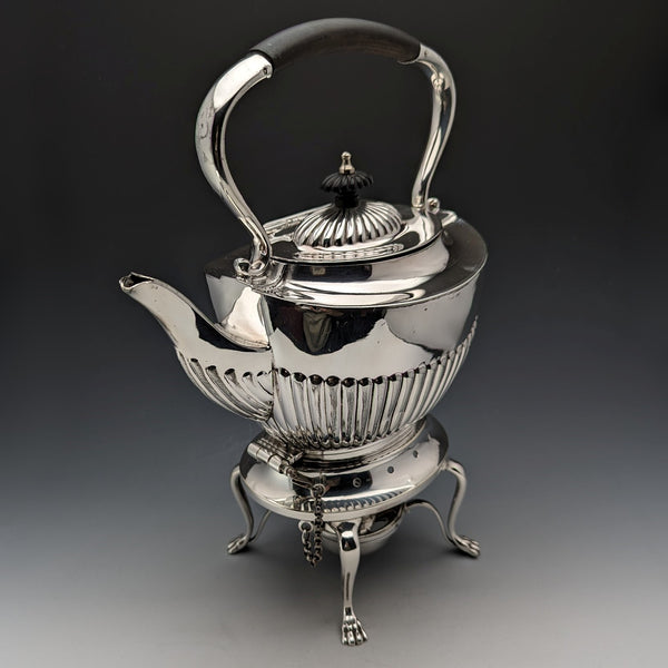Circa 1900 British Antique Silver Plated Tea Kettle Set John Pound