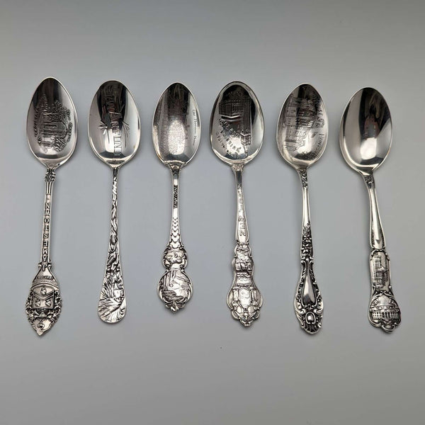 約 1900 年美國古董純銀紀念品湯匙 x6 茶匙大小總計 100 克