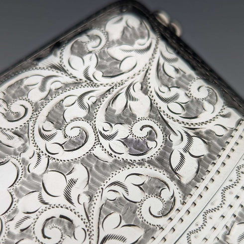 1906 British Antique Sterling Silver Chain Card Case 86g William Henry Sparrow