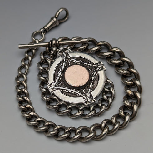 約 1923 年英國古董純銀阿爾伯特鏈 56 克獎章扣