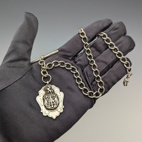 約 1884 年英國古董純銀阿爾伯特鏈 37 克徽章徽章