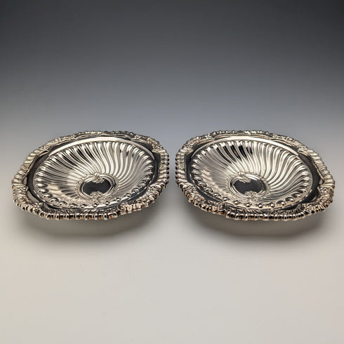 英國復古鍍銀碗碟一對