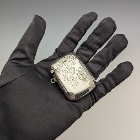 1911年 英国アンティーク 純銀製 ヴェスタケース 27g マッチケース William Adams
