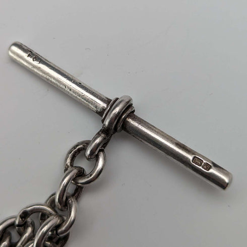 Circa 1902 British antique sterling silver Albert chain, 54g