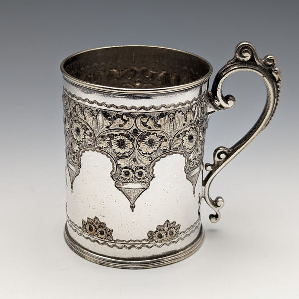 Circa 1870 British Antique Silver Plated Mug Cooper Brothers