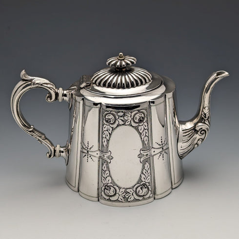 1900年左右英國古董銀盤茶壺George Wish