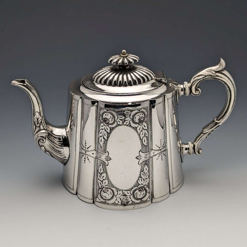 Around 1900 British antique silver plate teapot George Wish