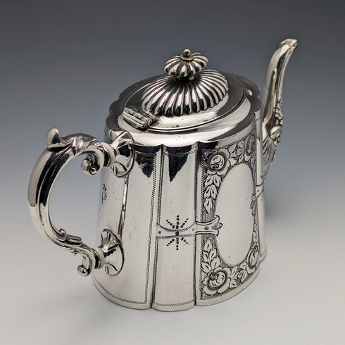 1900年左右英國古董銀盤茶壺George Wish