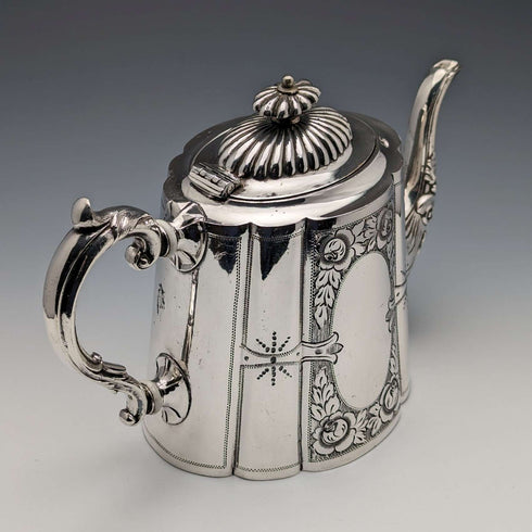 Around 1900 British antique silver plate teapot George Wish