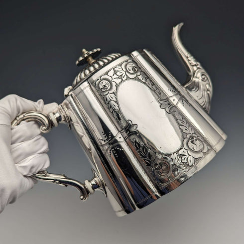 Around 1900 British antique silver plate teapot George Wish