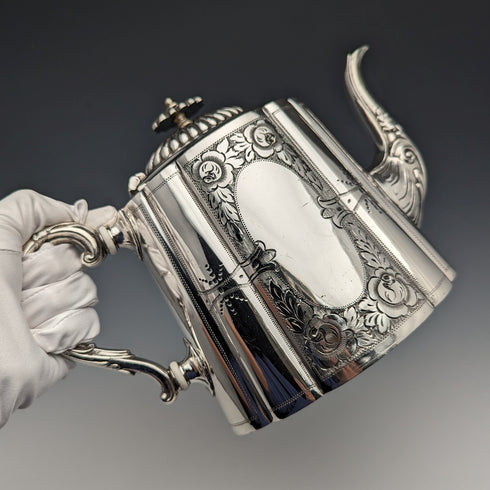 1900年左右英國古董銀盤茶壺George Wish