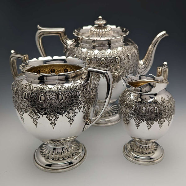 英國古董維多利亞鍍銀茶具