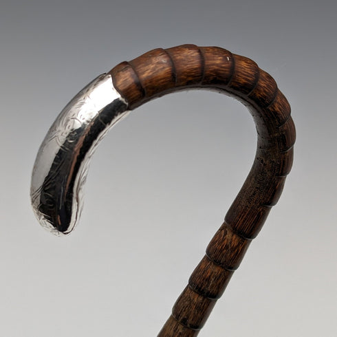 1909 年英國古董女士手杖純銀裝飾弧形手柄 87 厘米