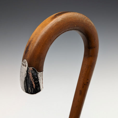 1922 年英國古董男士手杖,彎柄,棕褐色軸,86 厘米