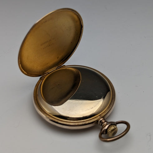 約 1923 年古董浪琴錶懷錶鍍金獵人錶殼 Cal18.50 工作狀況良好