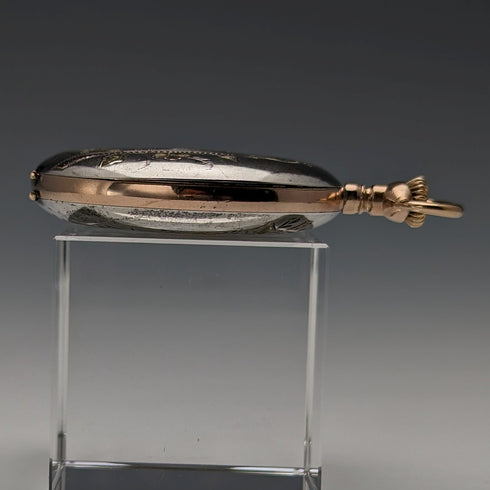 1914 US Antique Elgin Pocket Watch Sterling Silver Multicolor Hunter Case Good Working Condition