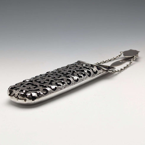 1901 British Antique Sterling Silver Chatelaine Glasses Case Hilliard and Thomason