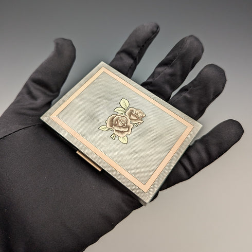 1949 British Vintage Sterling Silver Rose Decoration Cigarette Case 101g JHC