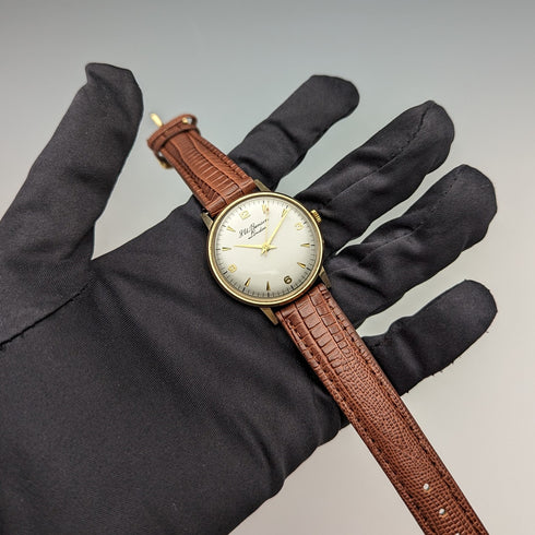 1970 英國復古 JW Benson K9 純金錶殼男錶運作良好