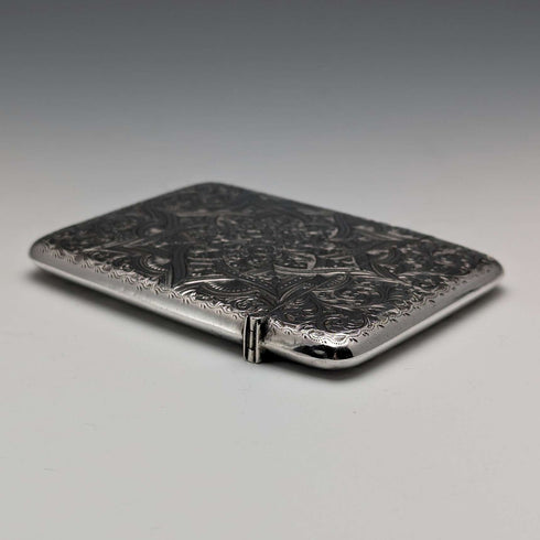 1898 British Antique Sterling Silver Card Case 75g Saunders and Shepherd
