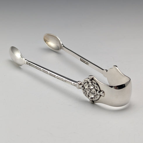 1893 British Antique Sterling Silver Sugar Tongs 29g John Round and Son
