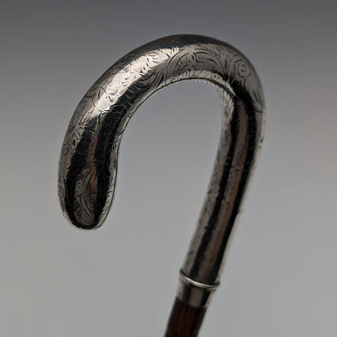 1914 年英國古董女士傘純銀弧形手柄 93 厘米
