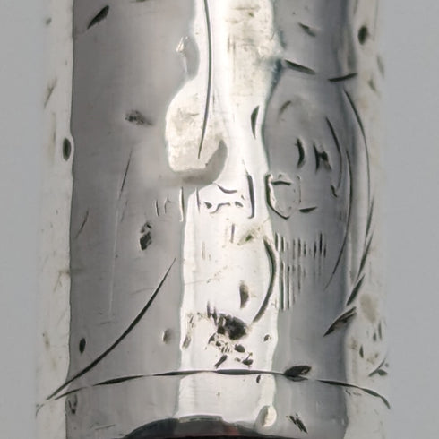 約 1910 年英國古董女士手杖,弧形手柄,純銀裝飾,83 厘米