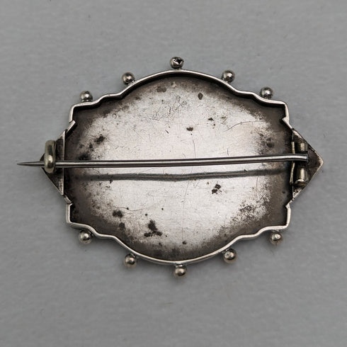 British antique silver flower and bird design brooch