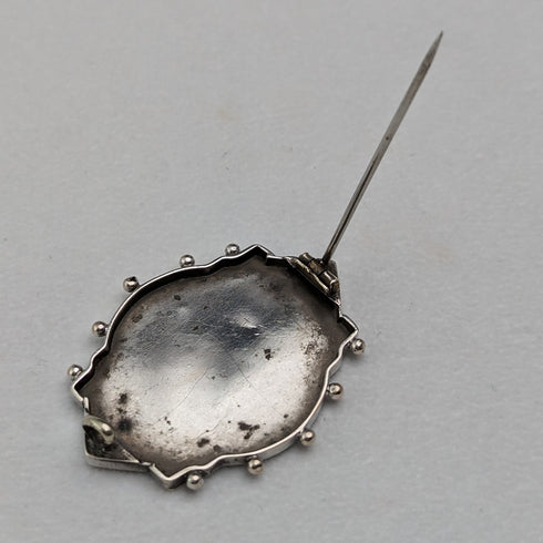 British antique silver flower and bird design brooch