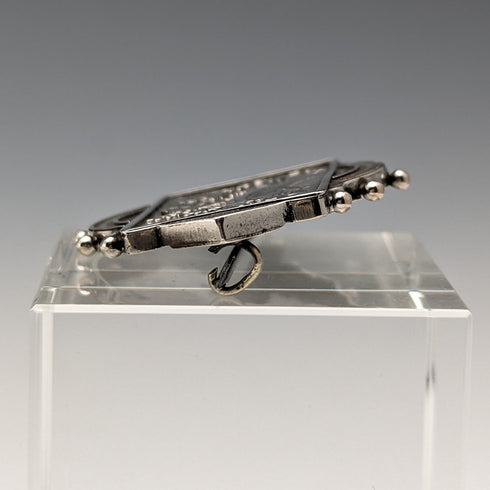 British antique silver flower and bird design brooch