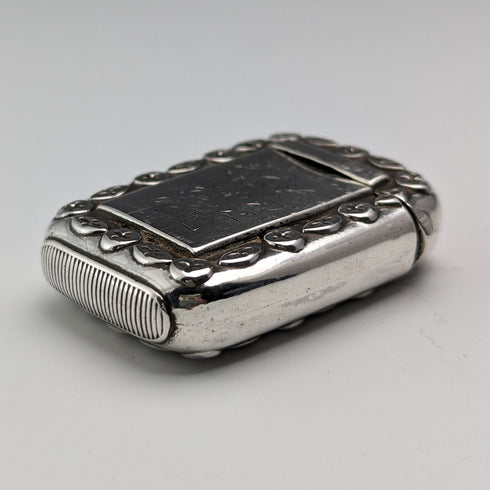 1893 British Antique Sterling Silver Vesta Case 12g Match Case Revell and Co
