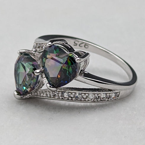 英国ヴィンテージジュエリー マルチカラー 純銀 トワエモアリング(9.5号)指輪