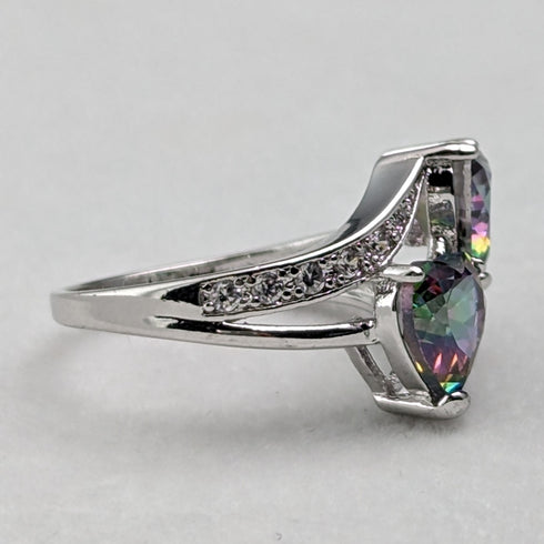 英国ヴィンテージジュエリー マルチカラー 純銀 トワエモアリング(9.5号)指輪