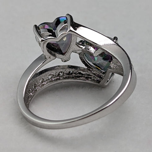 英国ヴィンテージジュエリー マルチカラー 純銀 トワエモアリング(9.5号)指輪