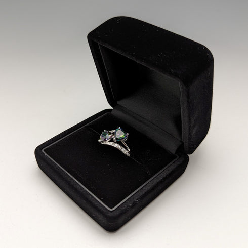 英国ヴィンテージジュエリー マルチカラー 純銀 トワエモアリング(9.5号)指輪