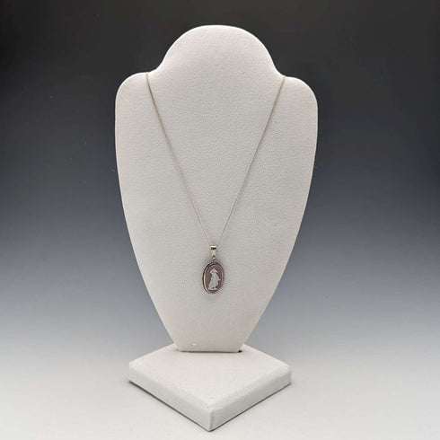 British Vintage Wedgwood Sterling Silver & Lilac Jasper Pendant Necklace