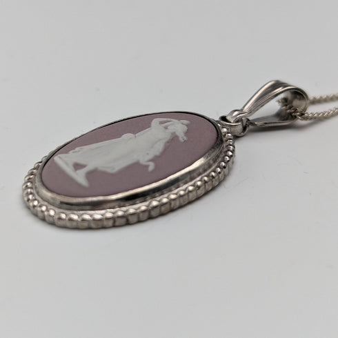 英國復古 Wedgwood 純銀丁香碧玉吊墜項鍊