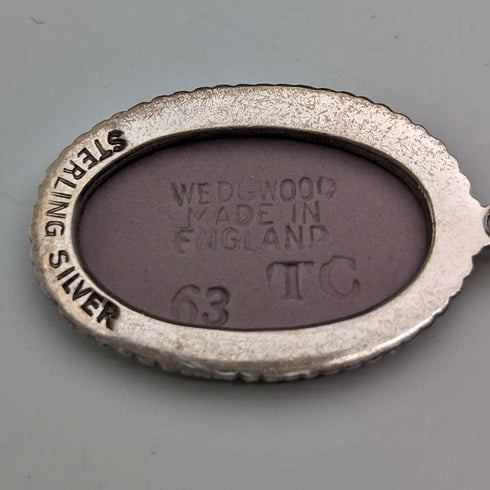 British Vintage Wedgwood Sterling Silver & Lilac Jasper Pendant Necklace