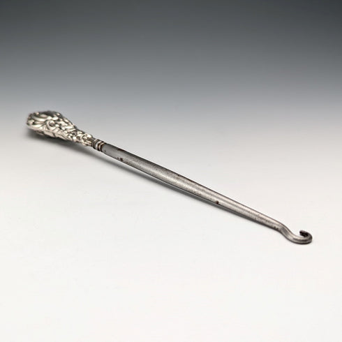 1907 British Antique Sterling Silver Handle Large Button Hook 24cm
