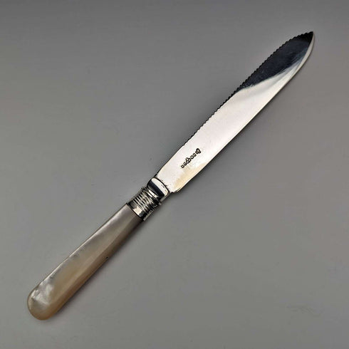 1925 British Antique White Pearl Handle Bread Knife Boxed John Batt