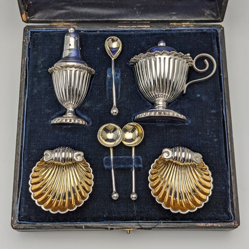 Circa 1910 British Antique Silver Plated Seasoning Container Set Boxed