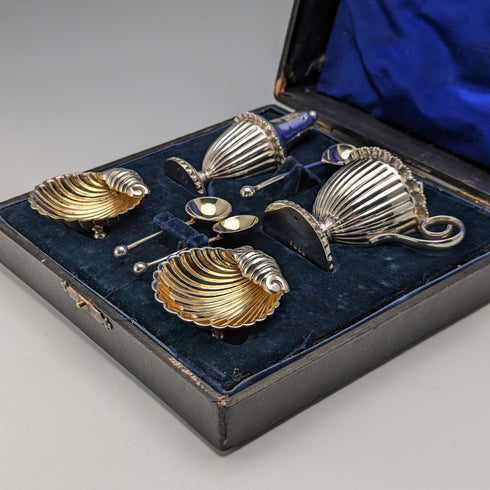 1910年頃 英国アンティーク シルバープレート製 調味料入れセット 箱入り