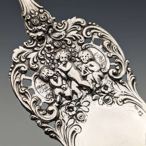 German Antique 800 Silver Embossed Pastry Server