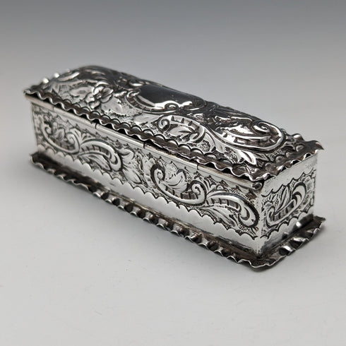 1893 British Antique Sterling Silver Pin Box 51g Thomas Hayes