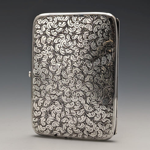 1897 British Antique Sterling Silver Double Door Card Case 122g Deakin and Francis