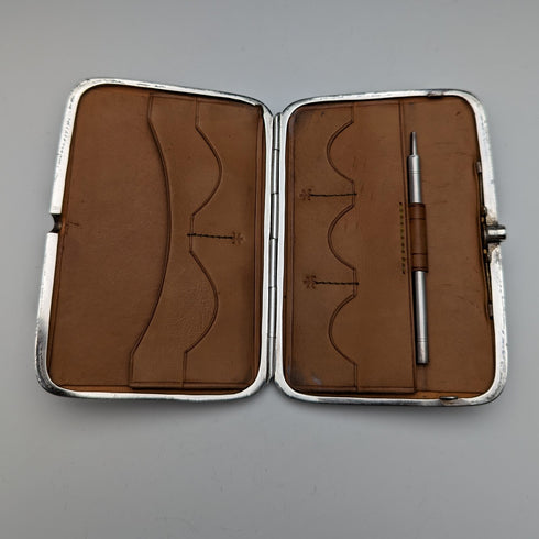 1897 British Antique Sterling Silver Double Door Card Case 122g Deakin and Francis