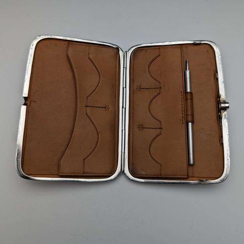 1897 British Antique Sterling Silver Double Door Card Case 122g Deakin and Francis