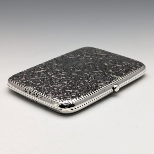 1897 British Antique Sterling Silver Double Door Card Case 122g Deakin and Francis